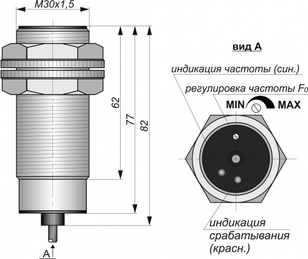 Датчик превышения скорости индуктивный ИДПС25-NO-PNP-HT-50(Д16Т)
