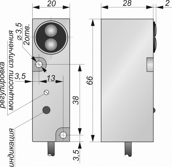 Датчик бесконтактный оптический O072-NO/NC-PNP(с регулировкой)