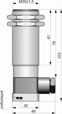 Датчик бесконтактный индуктивный И25-NO-PNP-K-HT(Л63, Lкорп=75мм)