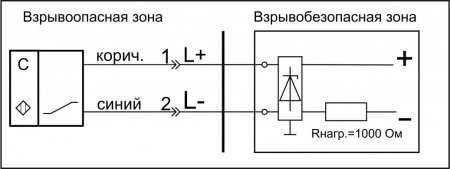 Бесконтактный емкостный датчик взрывобезопасный стандарта "NAMUR" SNE 26-12-L