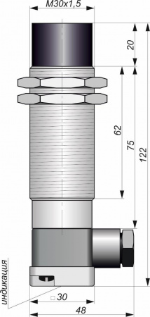 Датчик бесконтактный индуктивный И27-NO/NC-PNP-K-HT(Л63, Lкорп=75мм)