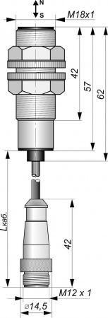 Датчик бесконтактный герконовый DG18MKP-CD-2GNONC-FF-P12.4/1,5-IS