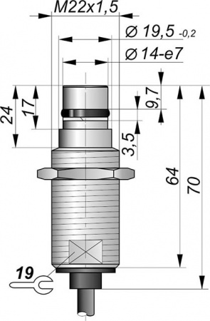Датчик бесконтактный индуктивный взрывобезопасный стандарта "NAMUR" SNI 19D-3-S-HT-35